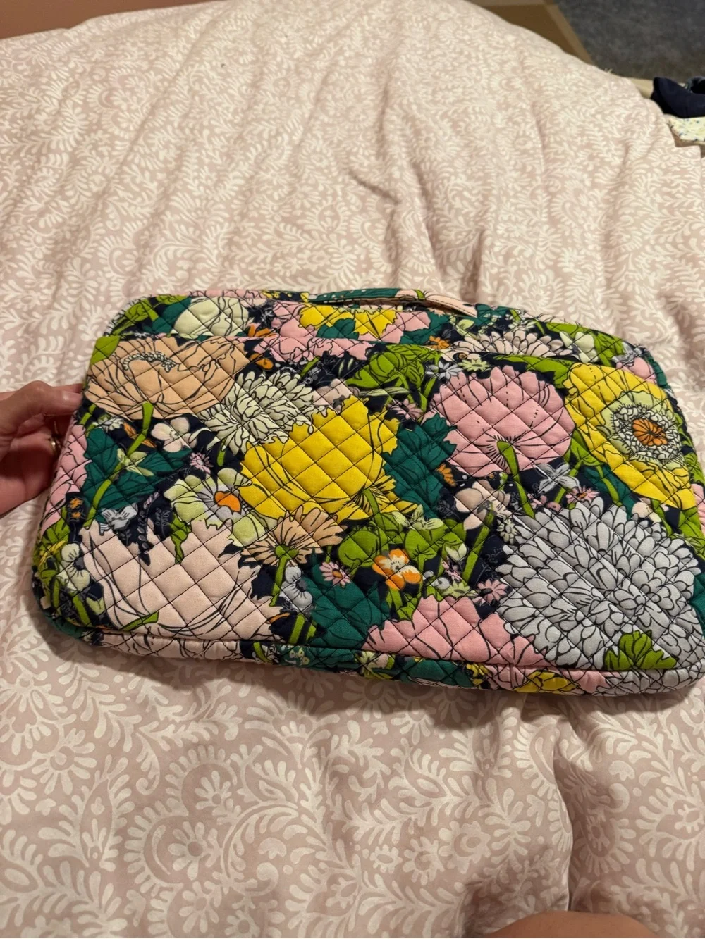 Vera Bradley Quilted Floral laptop Pouch - Pink, Yellow & Green